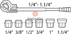 Диапазон применения клуппа трубного ручного Super-Ego 600 Set Compact 1/2"-3/4"-1"-1 1/4" NPT